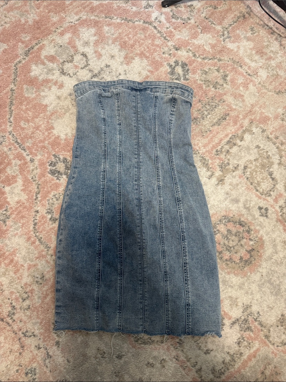 Strapless mini denim dress